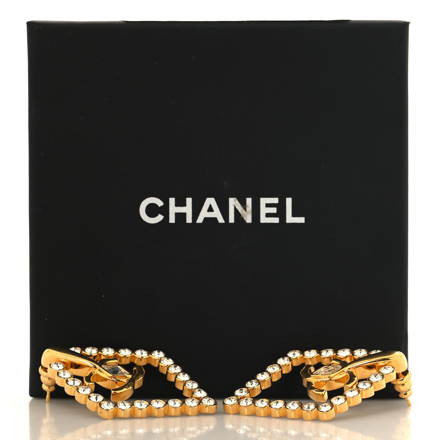 Crystal Diamond CC Earrings Gold