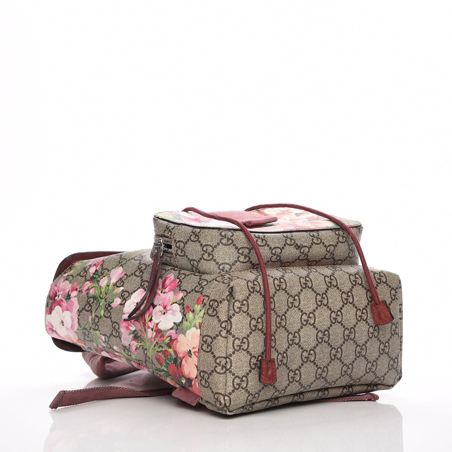 GG Supreme Monogram Blooms Small Single Buckle Backpack Beige Multicolor Dry Rose