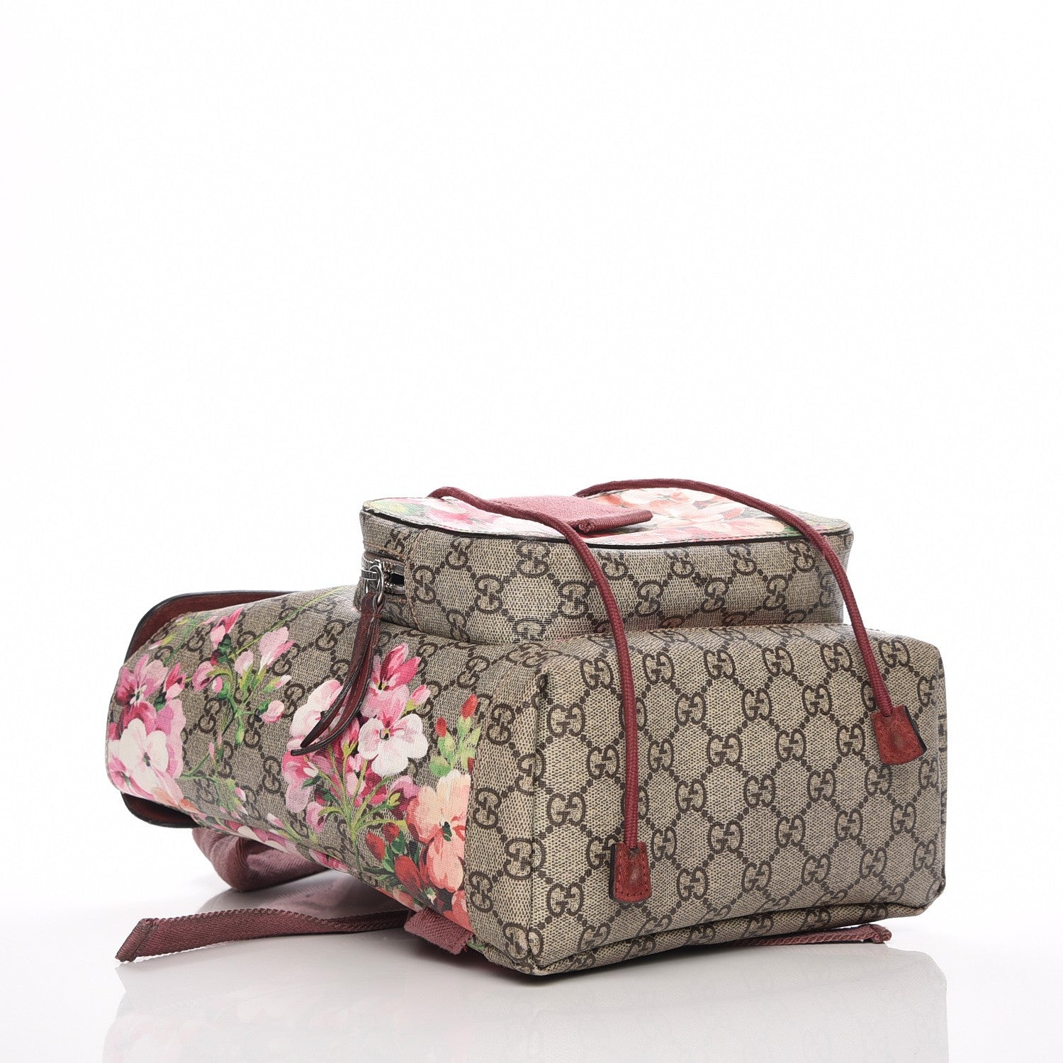 Gucci GG Supreme Monogram Blooms Small Single Buckle Backpack Beige Multicolor Dry Rose 4 of 7