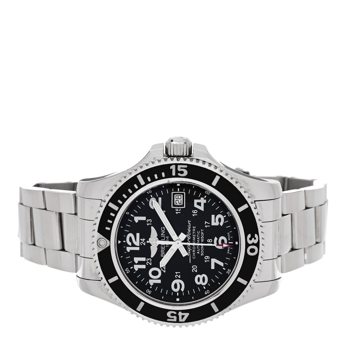 Stainless Steel 42mm Super Ocean Chronometer Automatic Watch Black A17365