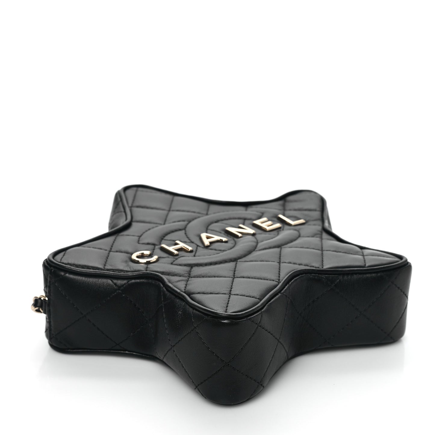 Lambskin Quilted Walk of Fame Star Bag Black