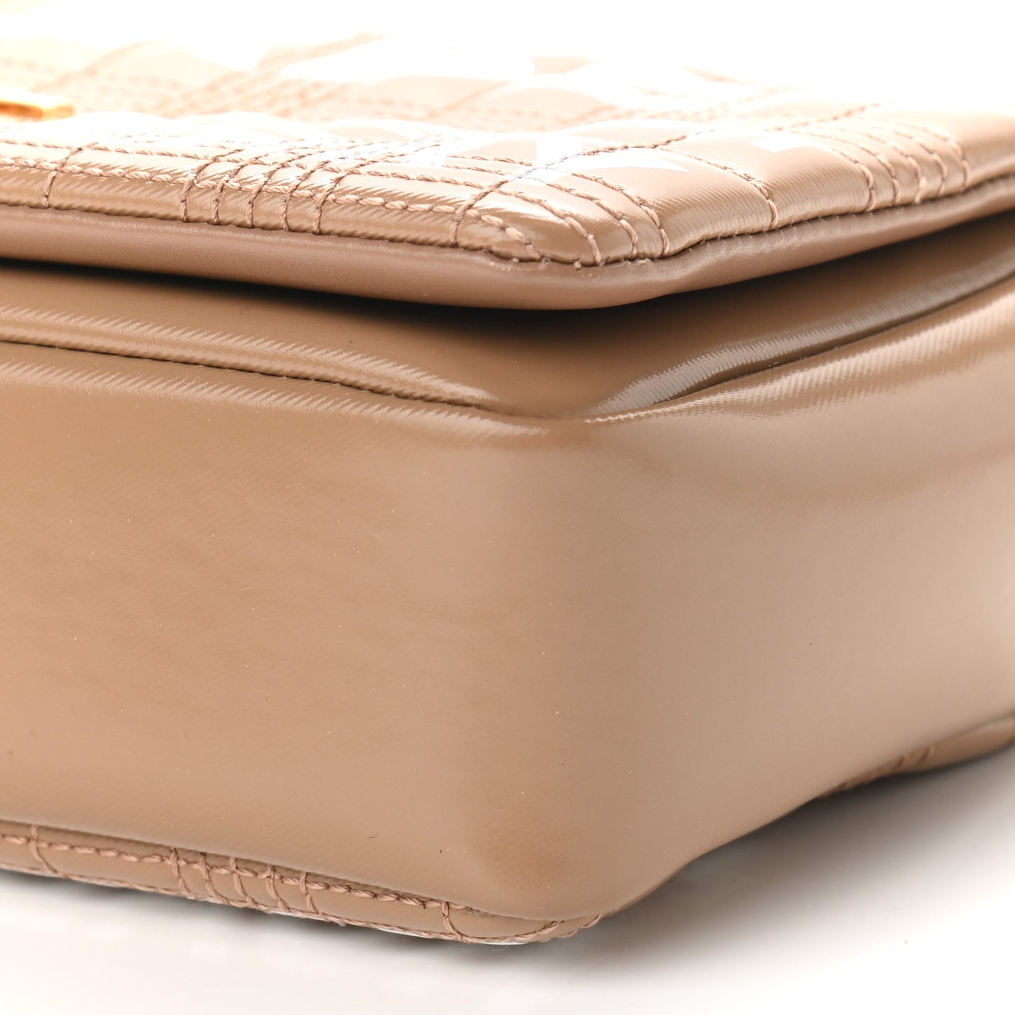 Patent Quilted Horseferry Print Small Lola Bag Tan