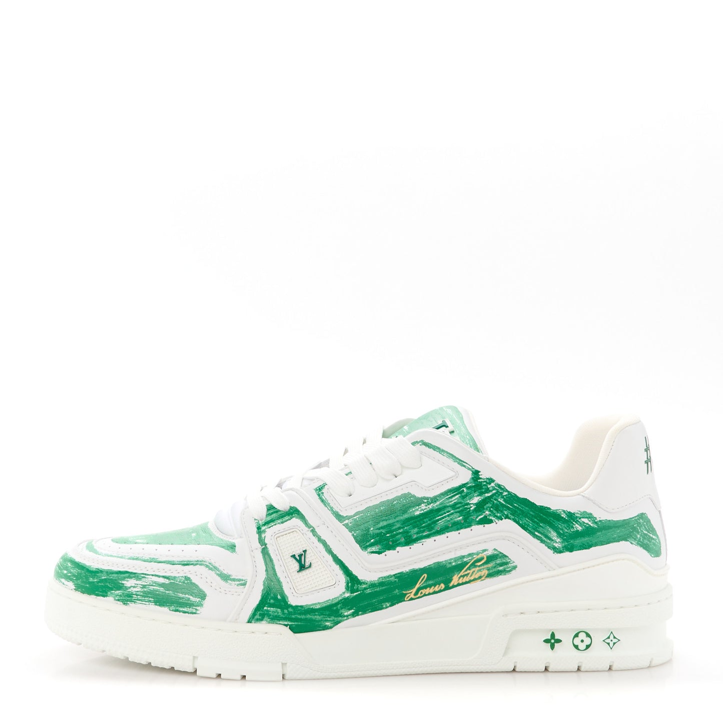 Calfskin Monogram Mens LV Trainer Sneakers 12 Green