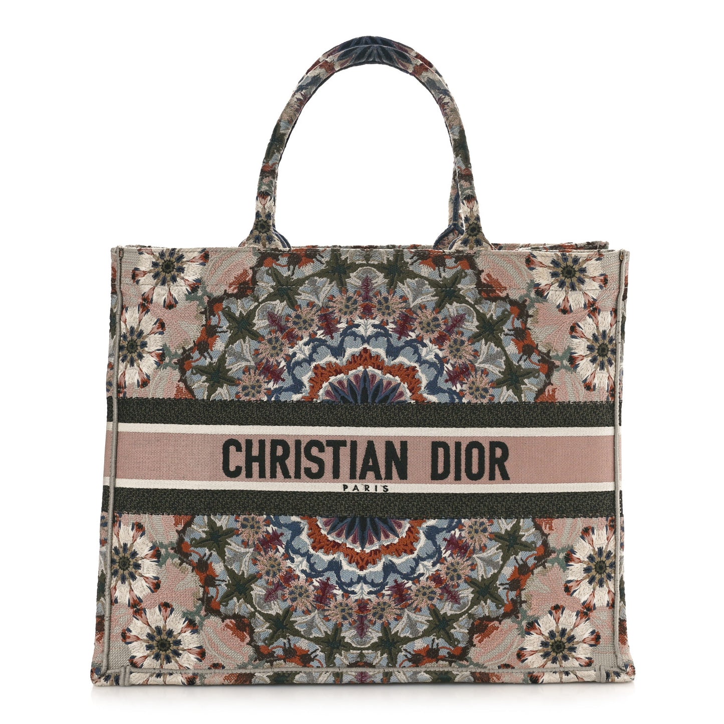 Canvas Embroidered Large Kaleidioroscopic Book Tote Multicolor