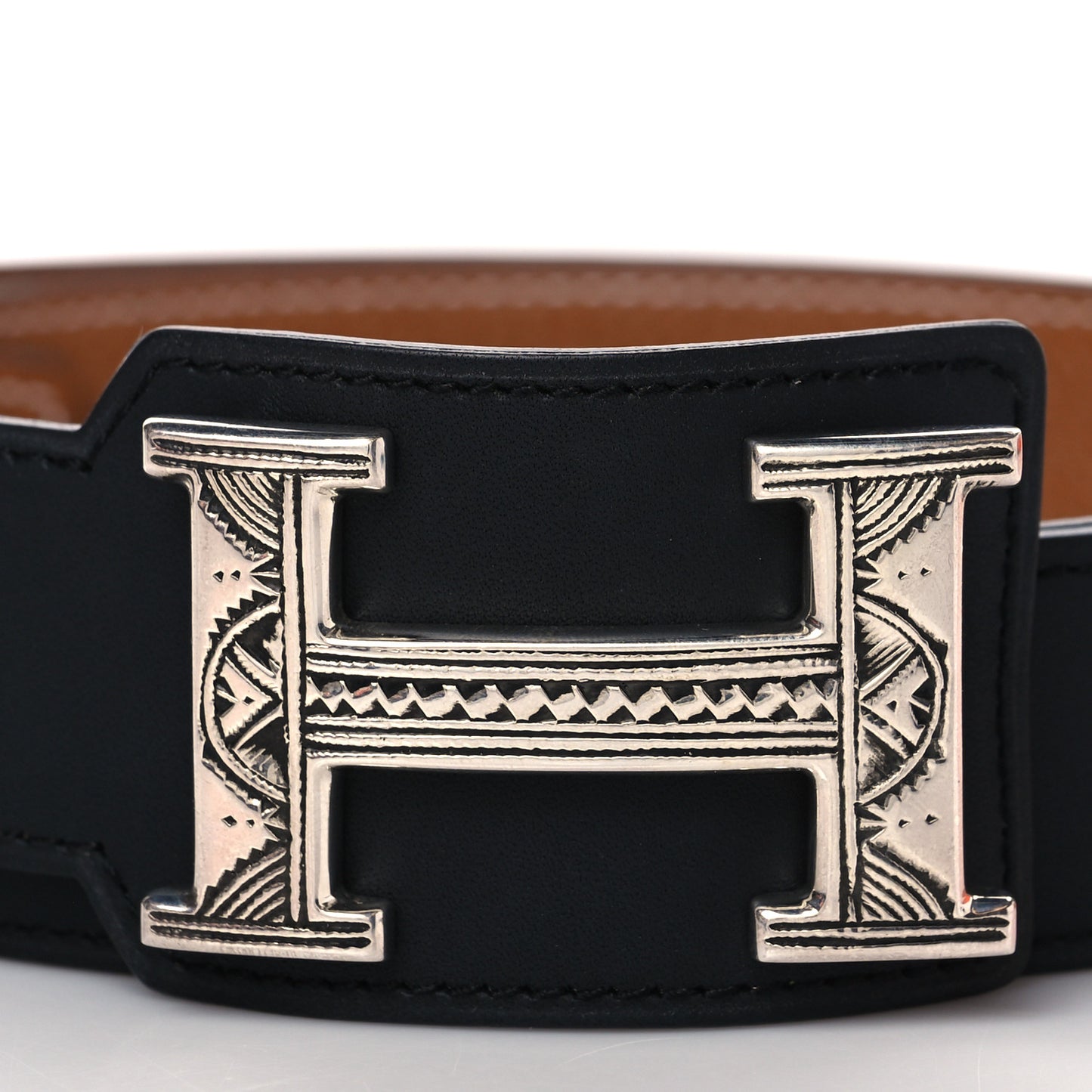 Box Togo Sterling Silver Touareg 32mm H Belt 100 Black Gold