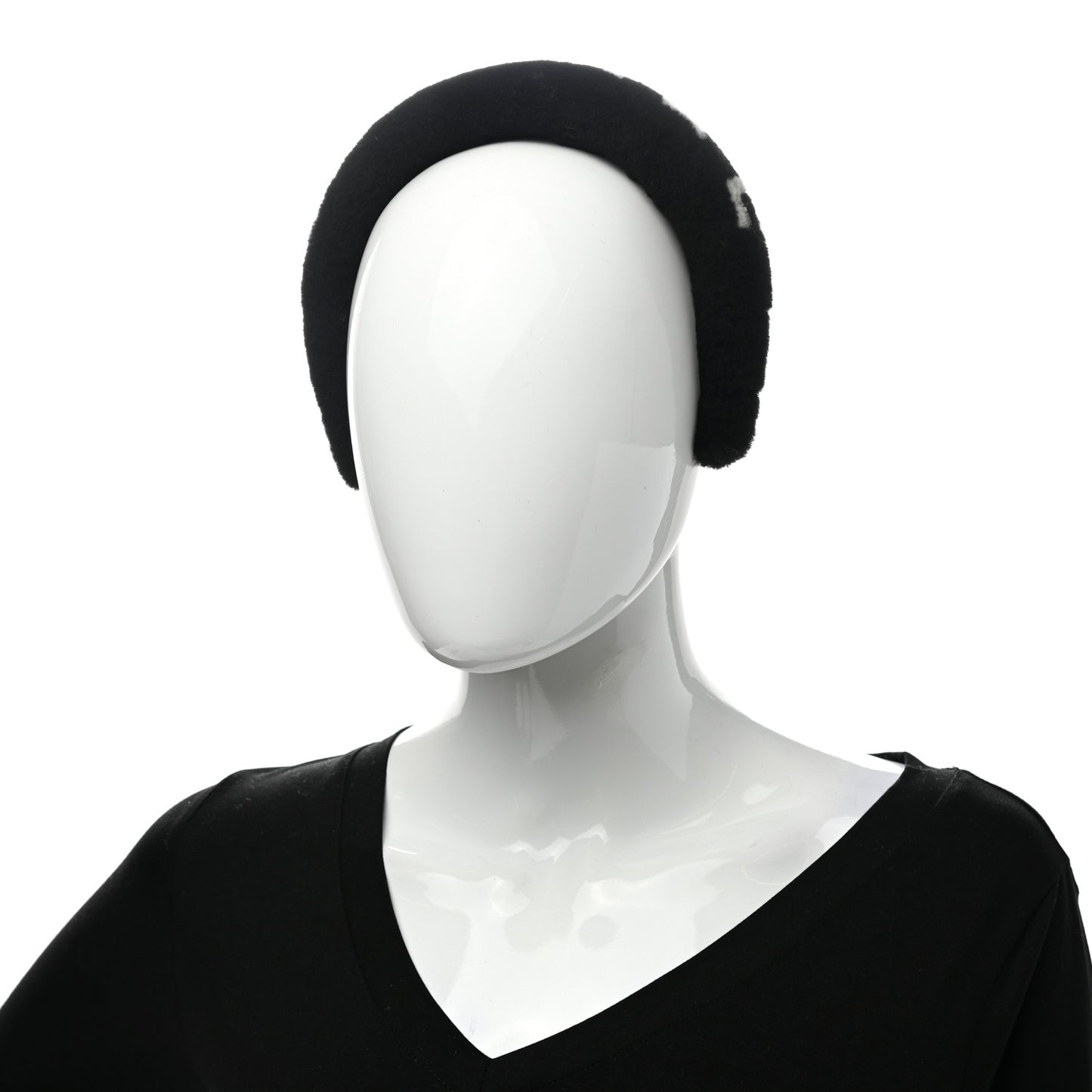 Shearling Logo Headband Black White