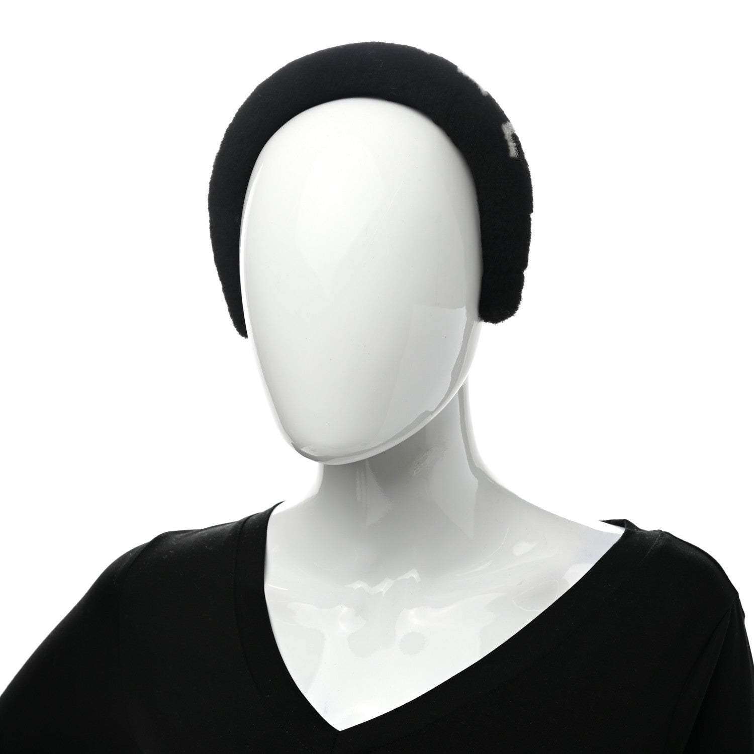 Chanel Shearling Logo Headband Black White 2 of 5