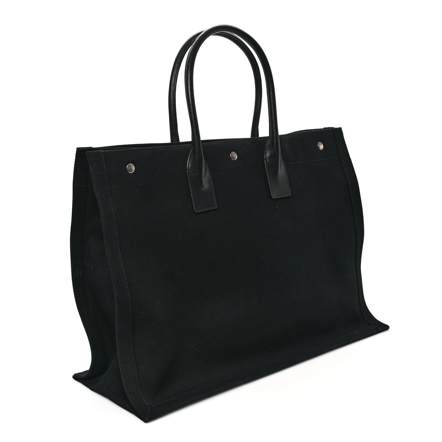 Linen Calfskin Rive Gauche Tote Black