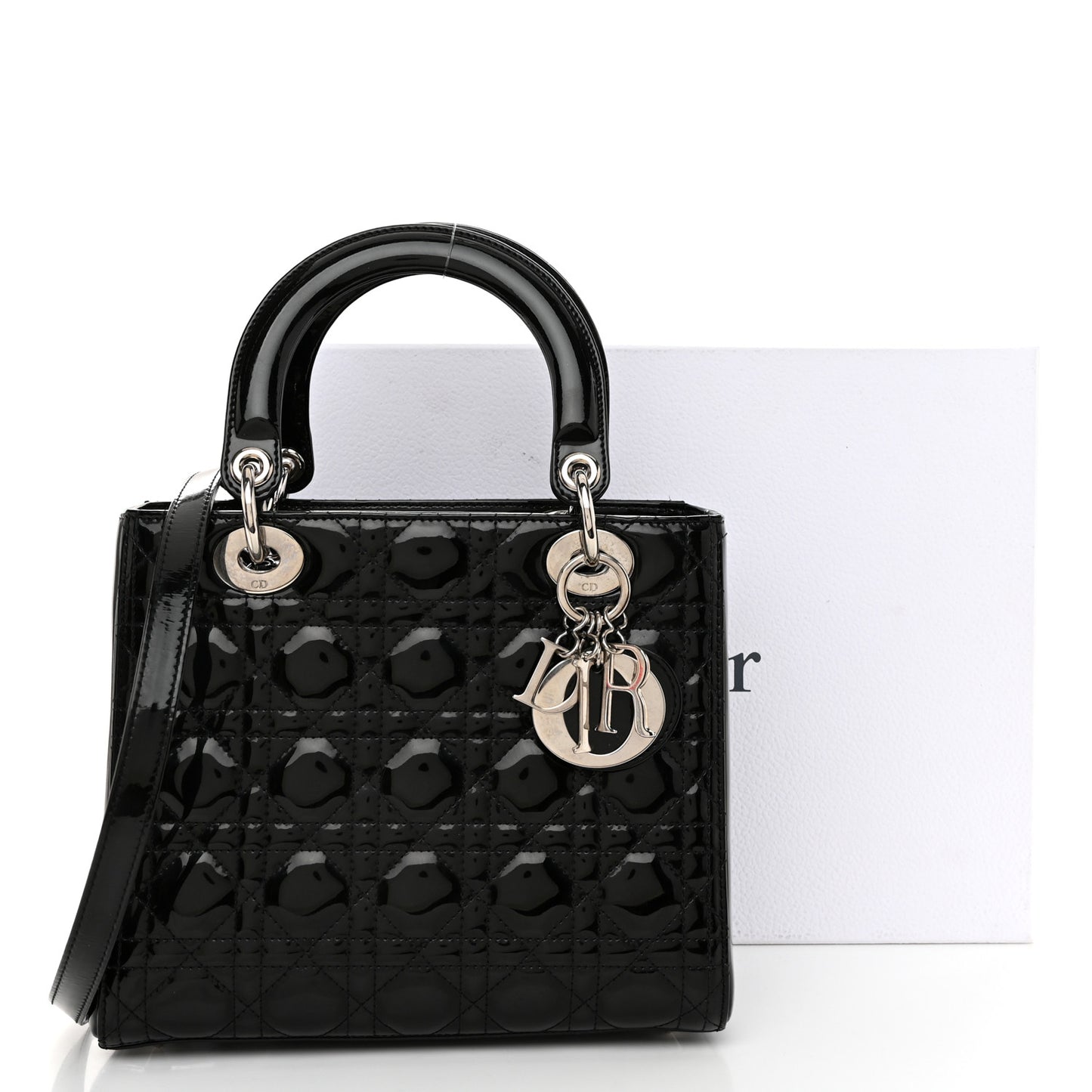 Patent Cannage Medium Lady Dior Black