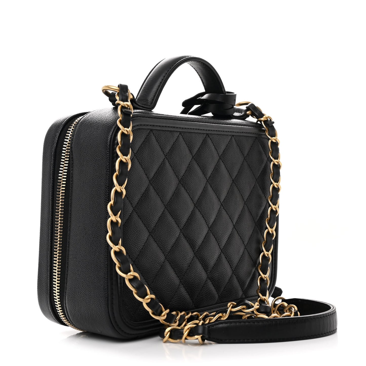 Caviar Quilted Medium CC Filigree Vanity Case Black