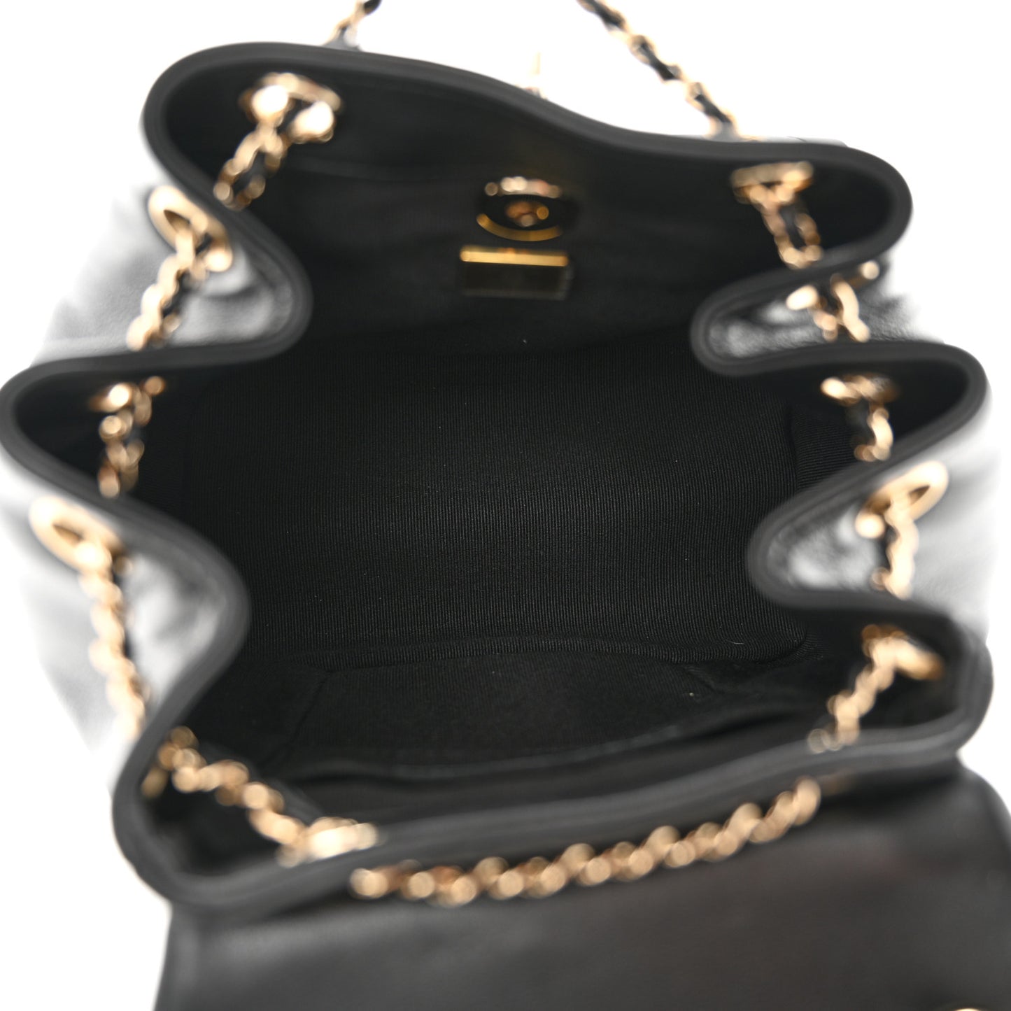 Lambskin Quilted Small Duma Drawstring Backpack Black