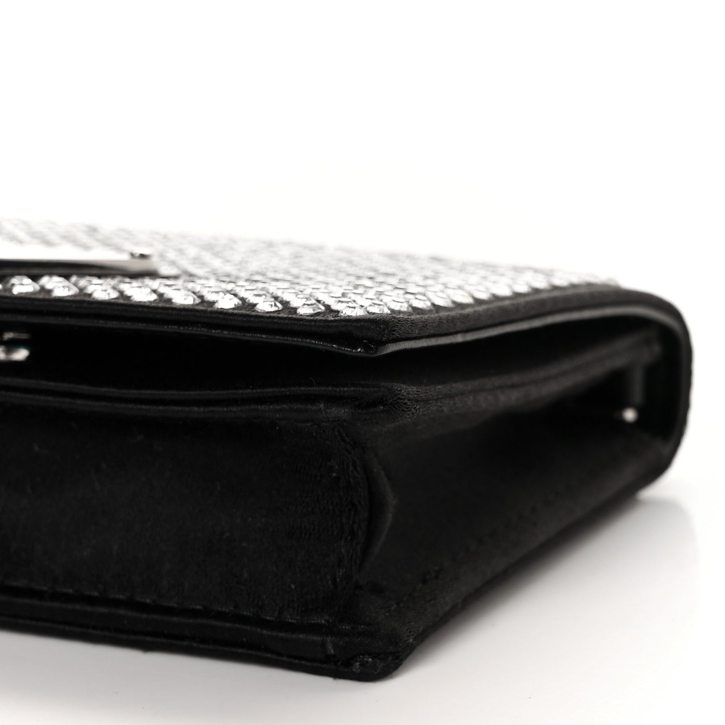 Satin Crystal Metal Triangle Logo Card Holder With Strap Cristal