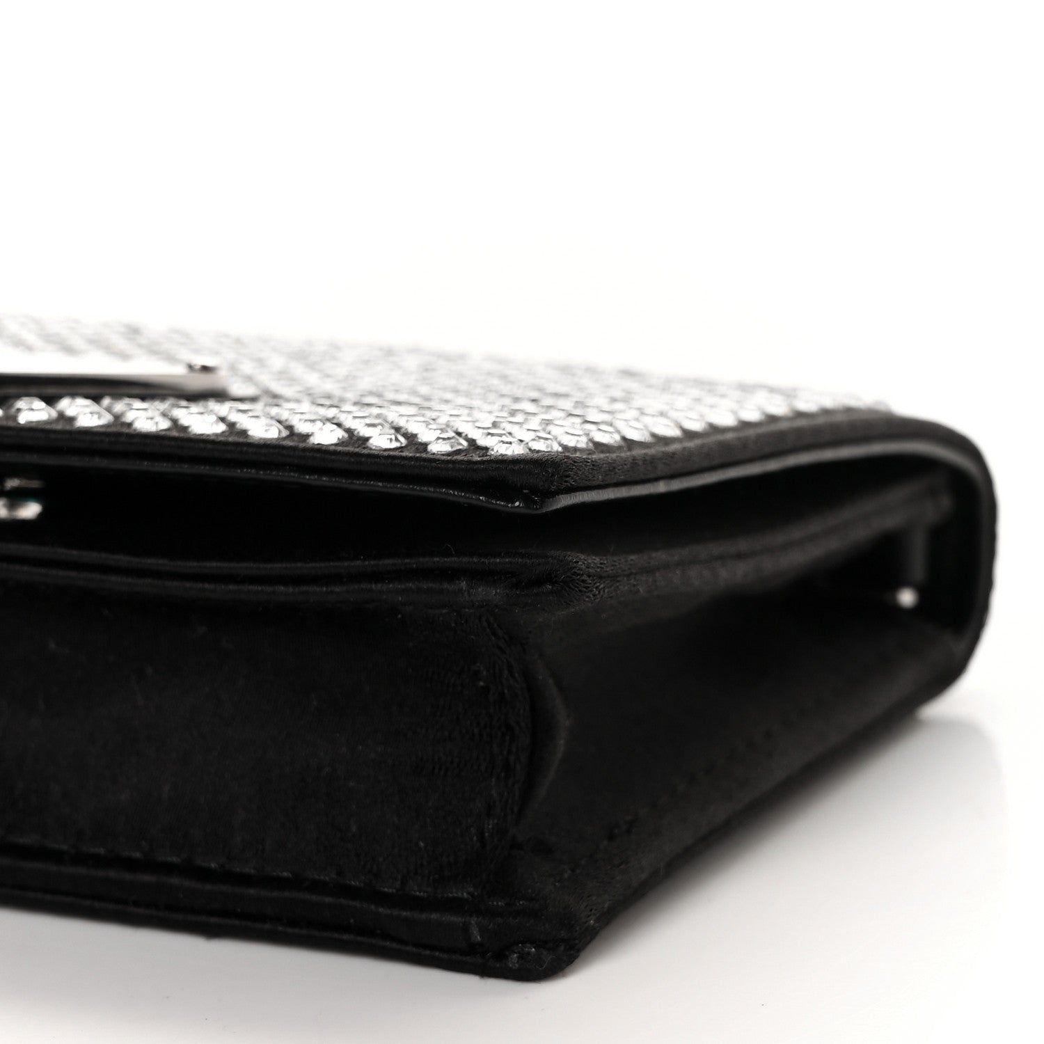 Prada Satin Crystal Metal Triangle Logo Card Holder With Strap Cristal 7 of 7
