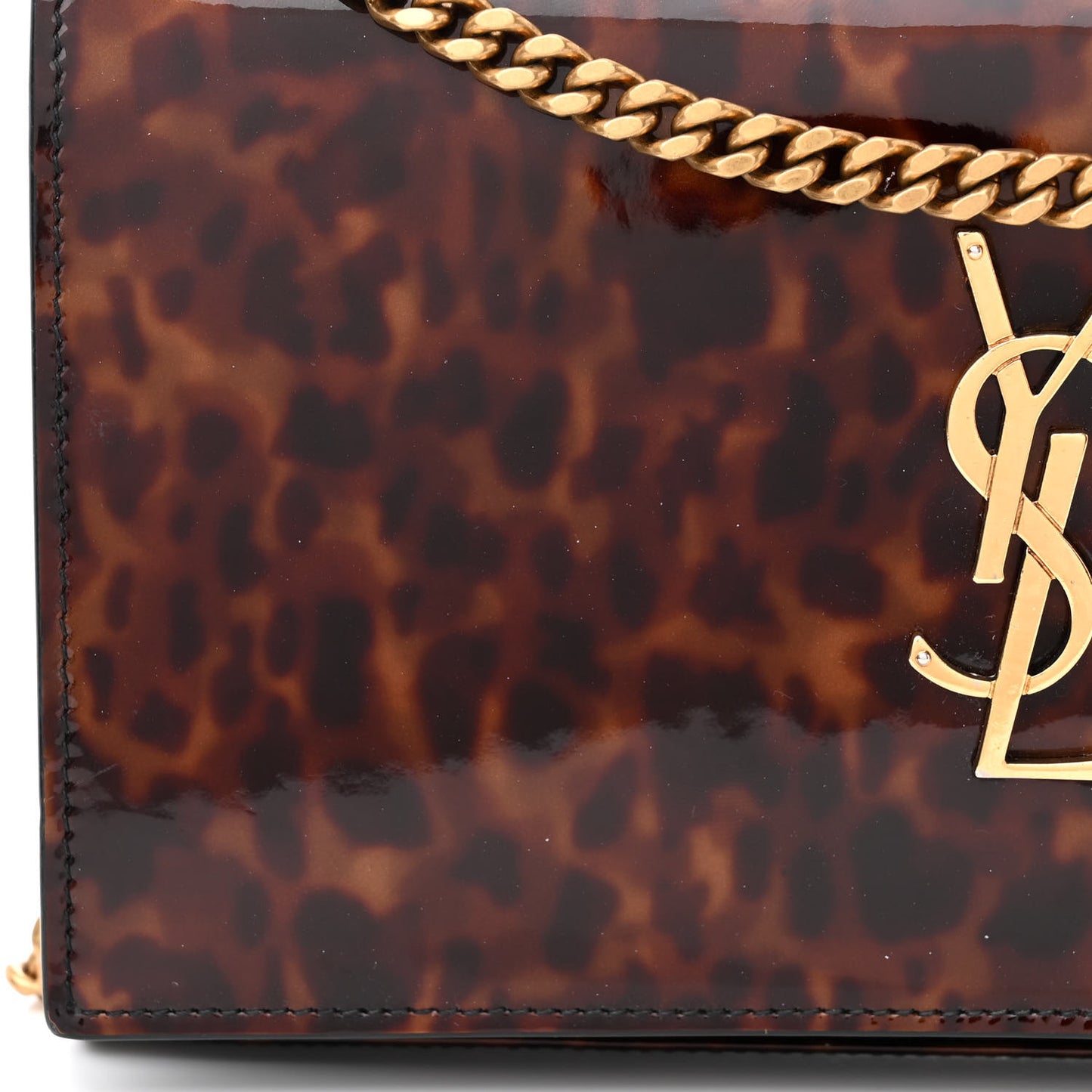 Patent Monogram Chain Wallet Tortoiseshell