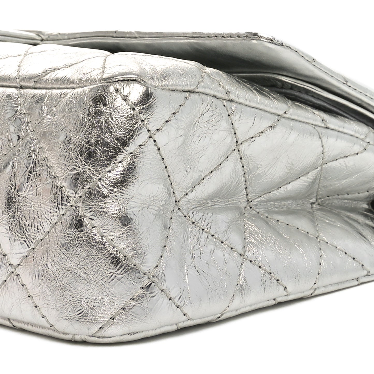 Metallic Aged Calfskin Quilted 2.55 Reissue 227 Flap Silver