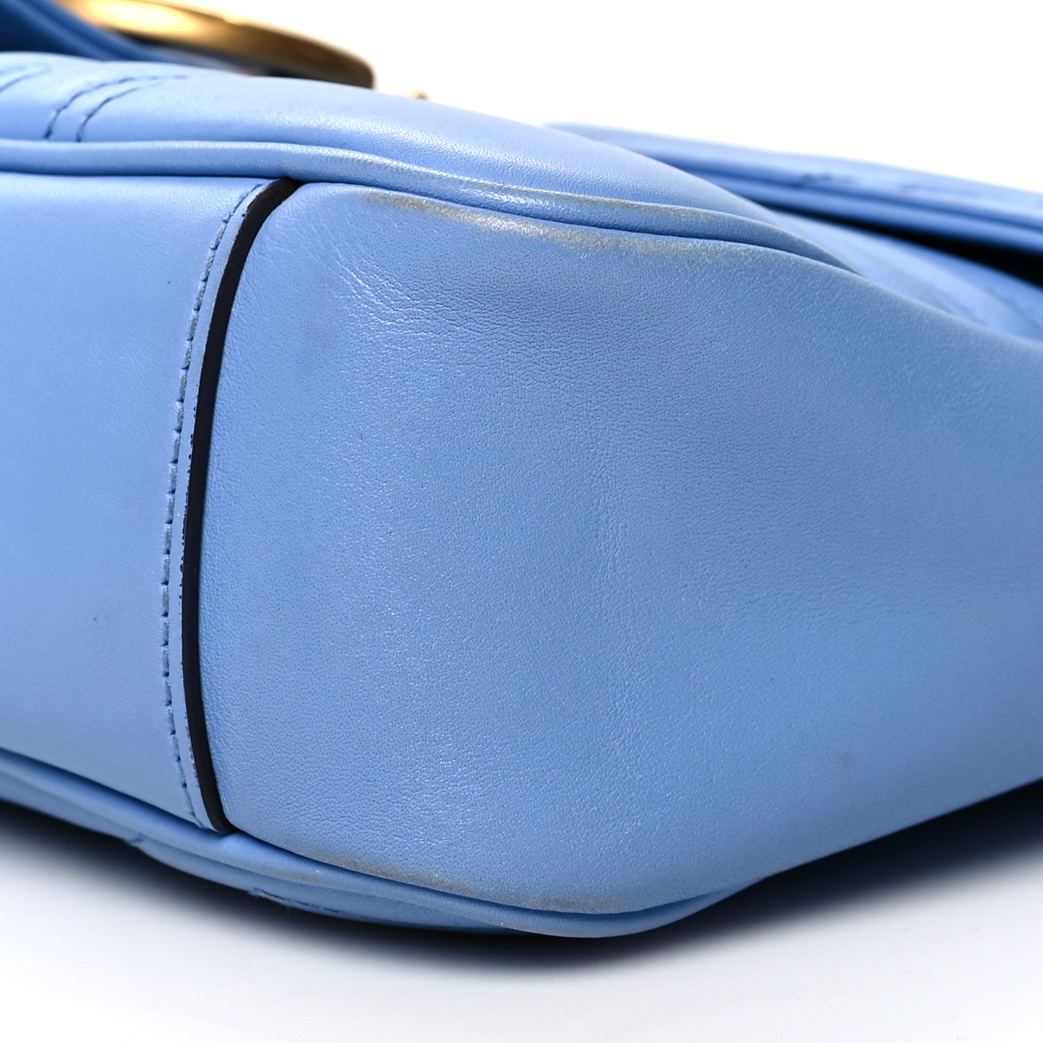 Gucci Calfskin Matelasse Medium GG Marmont Shoulder Bag Clear Sky Blue 11 of 13