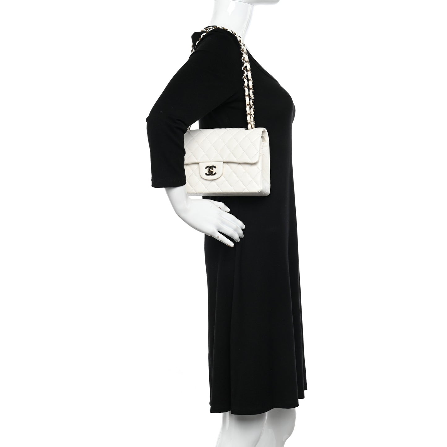 Caviar Quilted Small Double Flap White