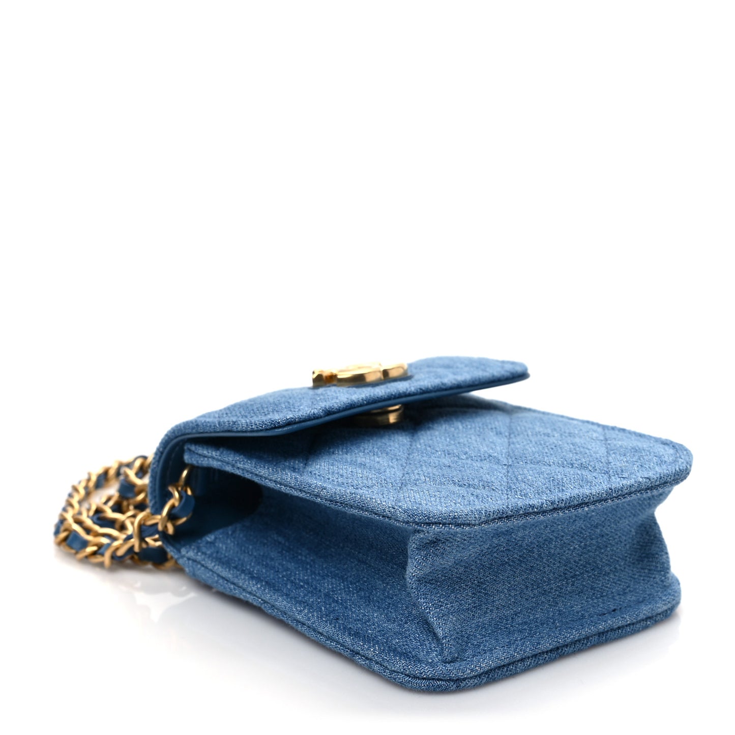 Denim Quilted Flap Mini Crossbody Blue