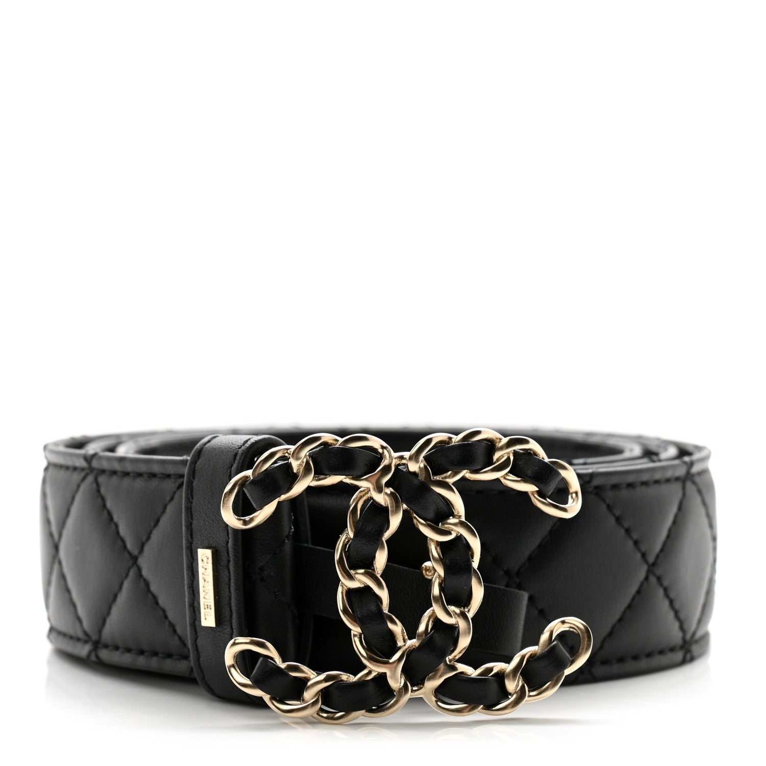 Chanel Lambskin Quilted CC Chain Belt 85 34 Black 1539092