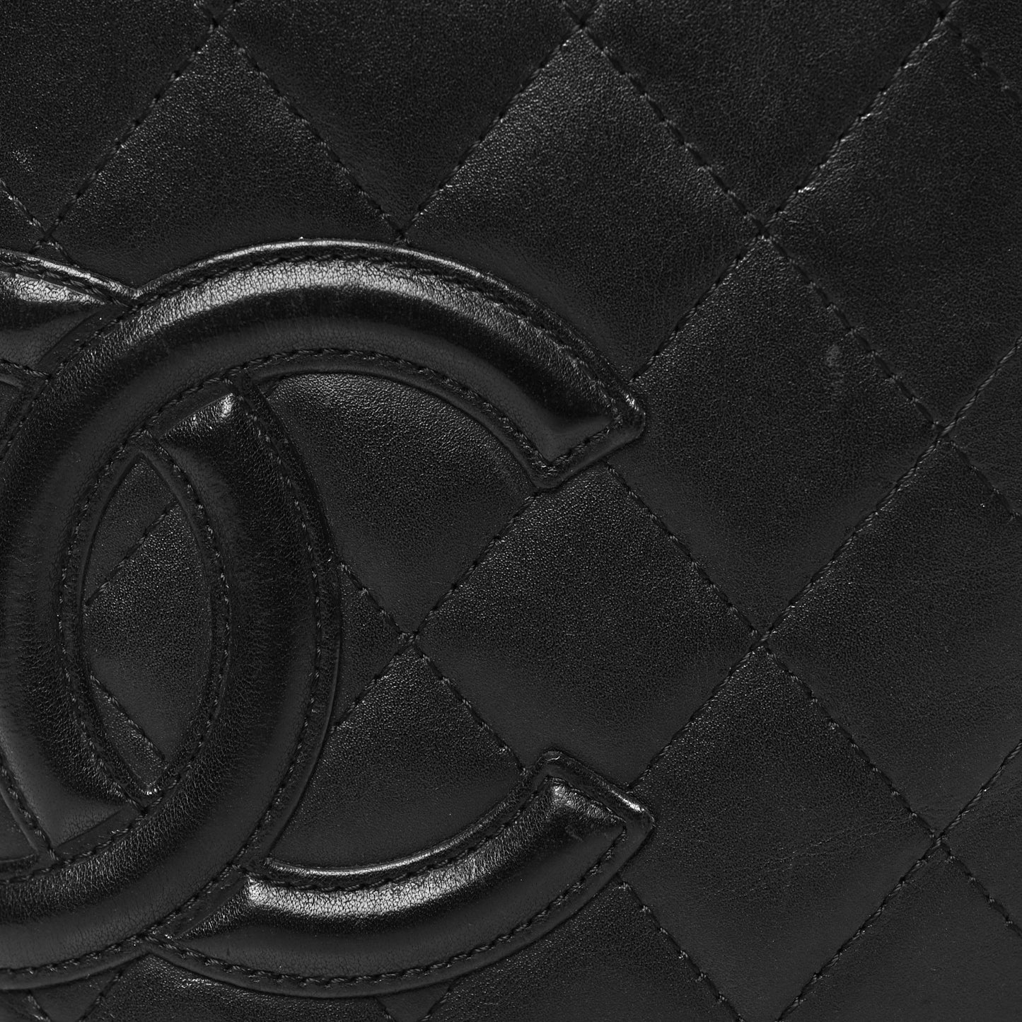 Calfskin Quilted Cambon Yen Wallet Black