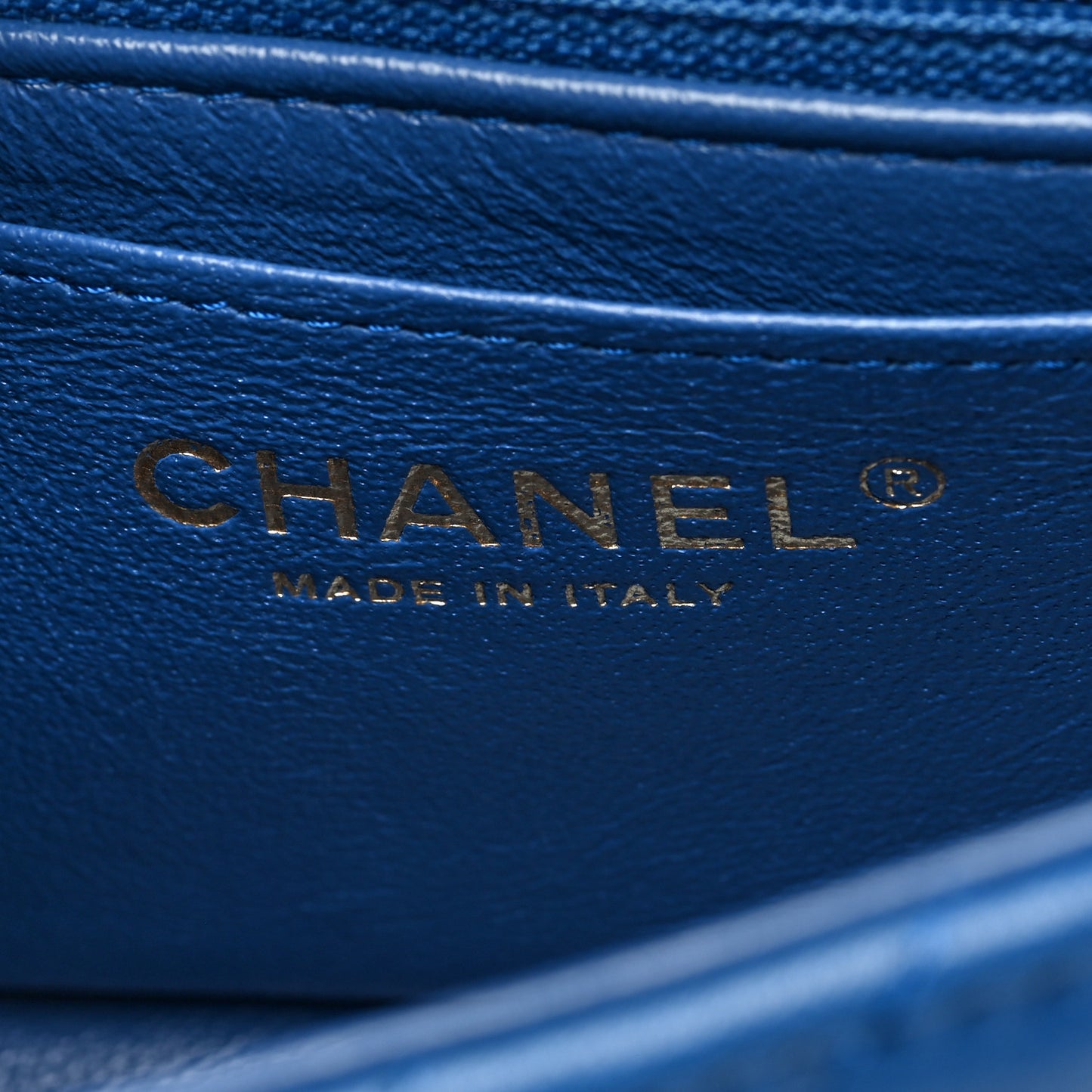 Lambskin Chevron Quilted Mini Rectangular Flap Blue