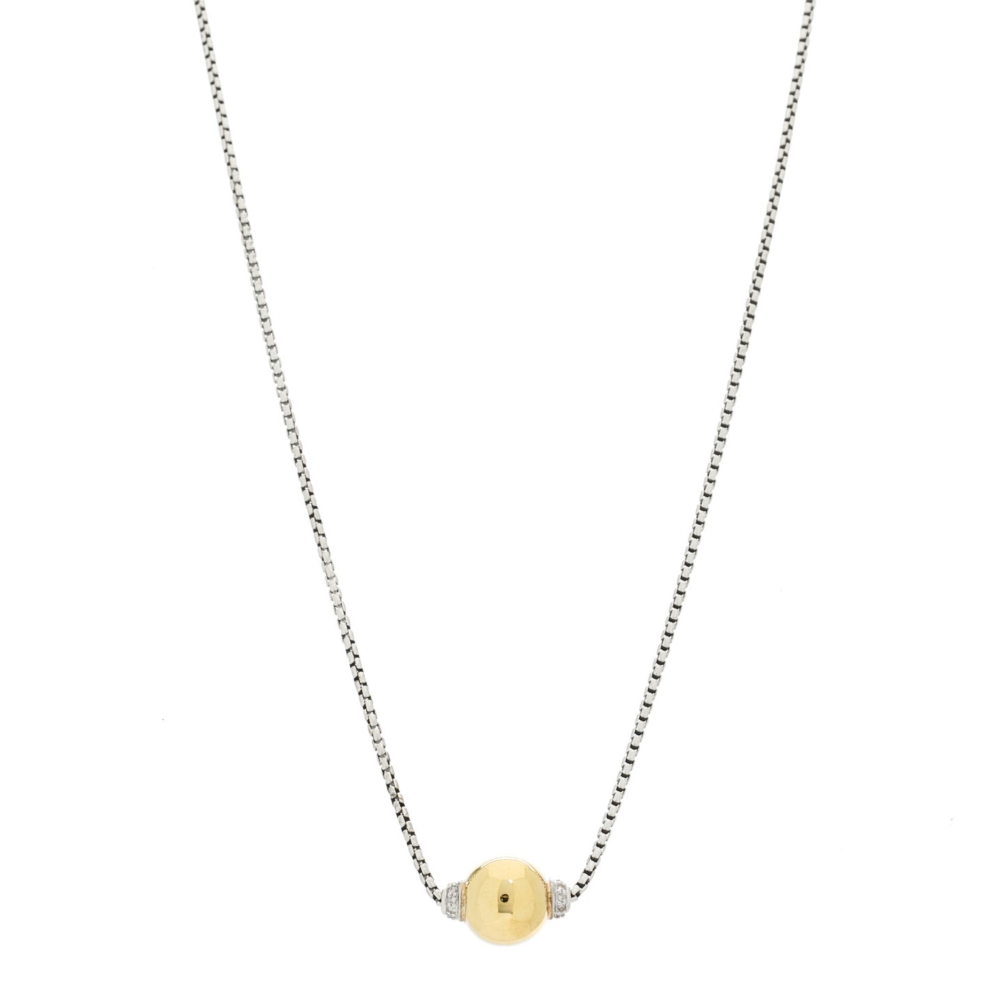 Sterling Silver 18K Yellow Gold Diamond 10mm Solari Pendant Necklace