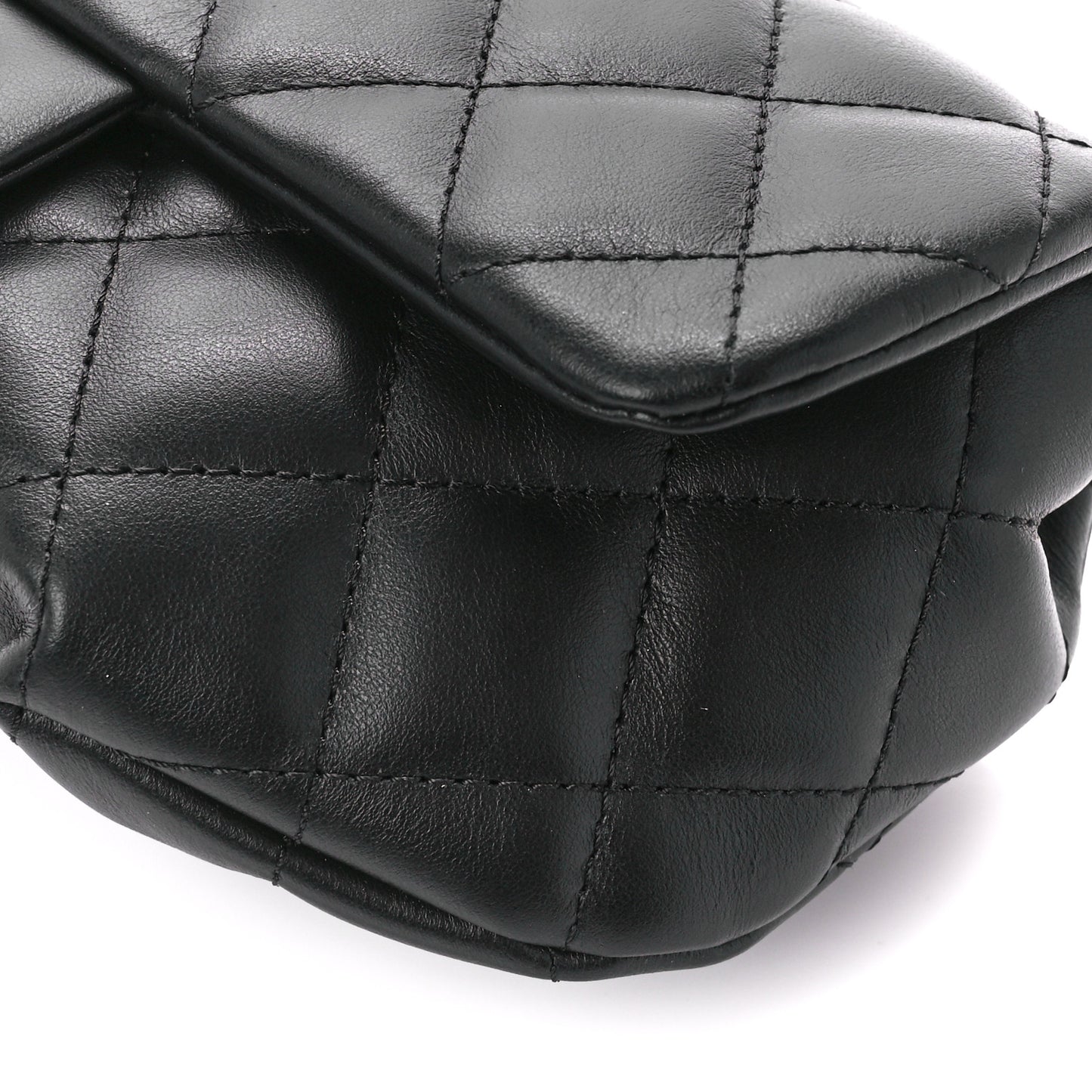 Calfskin Quilted CC Uniform Flap Belt Bag Black