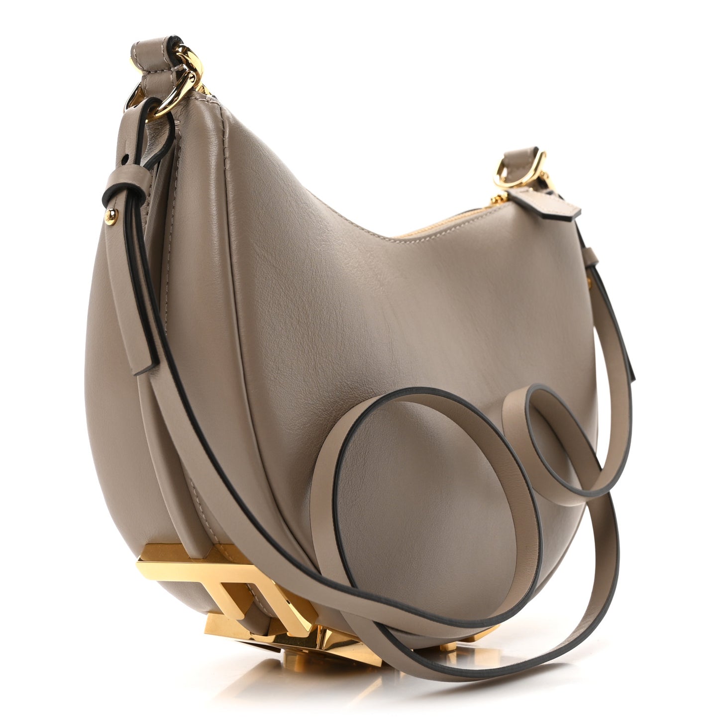 Vitello Grace Matte Mini Fendigraphy Hobo Bag Tortora