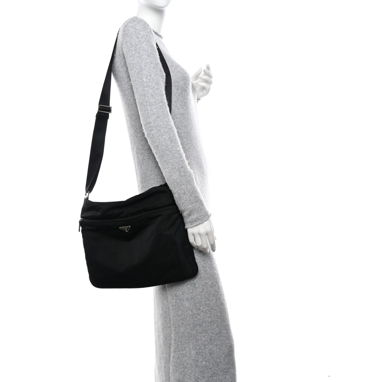 Nylon Vela Flat Messenger Bag Black
