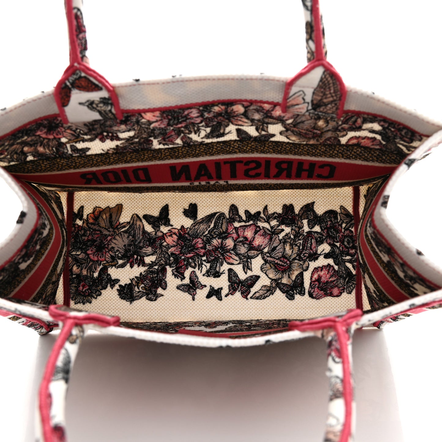 Canvas Embroidered Medium Butterfly Print Book Tote Multicolor