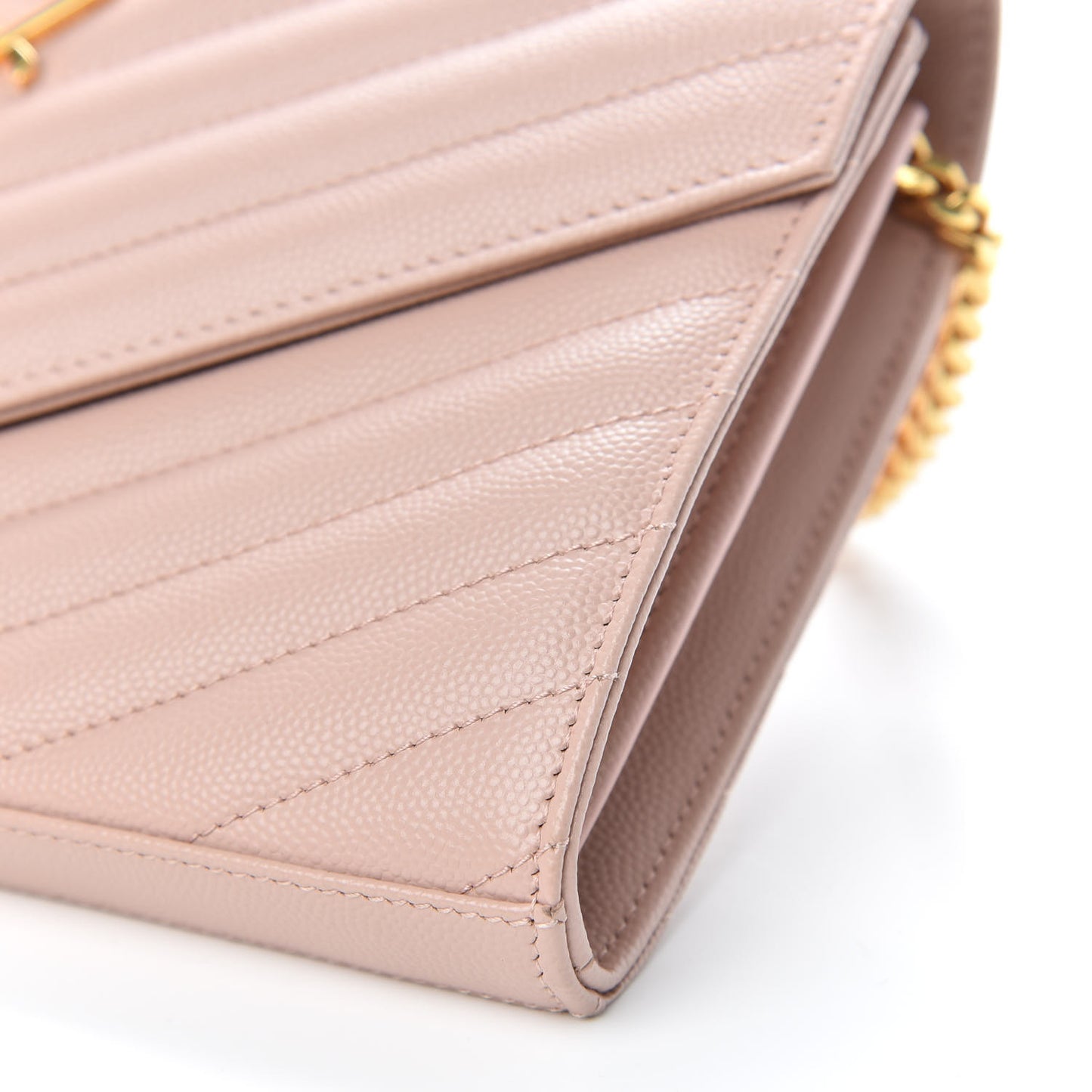 Grain De Poudre Matelasse Chevron Monogram Chain Wallet Pale Pink