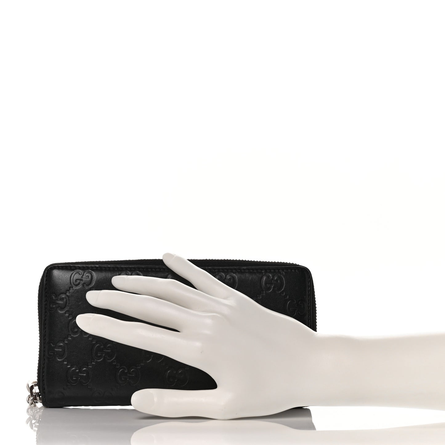 Guccissima Large Twins Zip Around Wallet Black