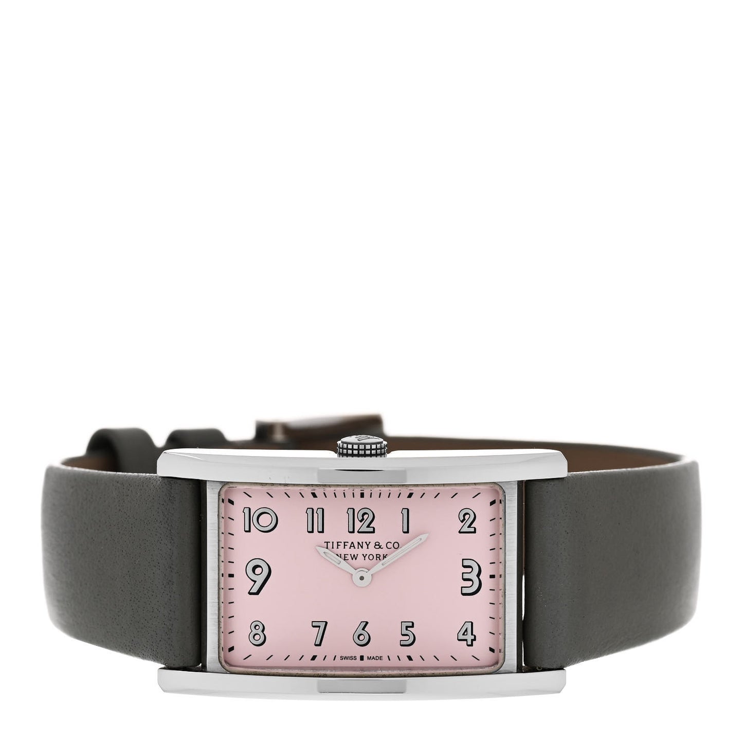 Stainless Steel Calfskin 22mm East West Quartz Watch Pink