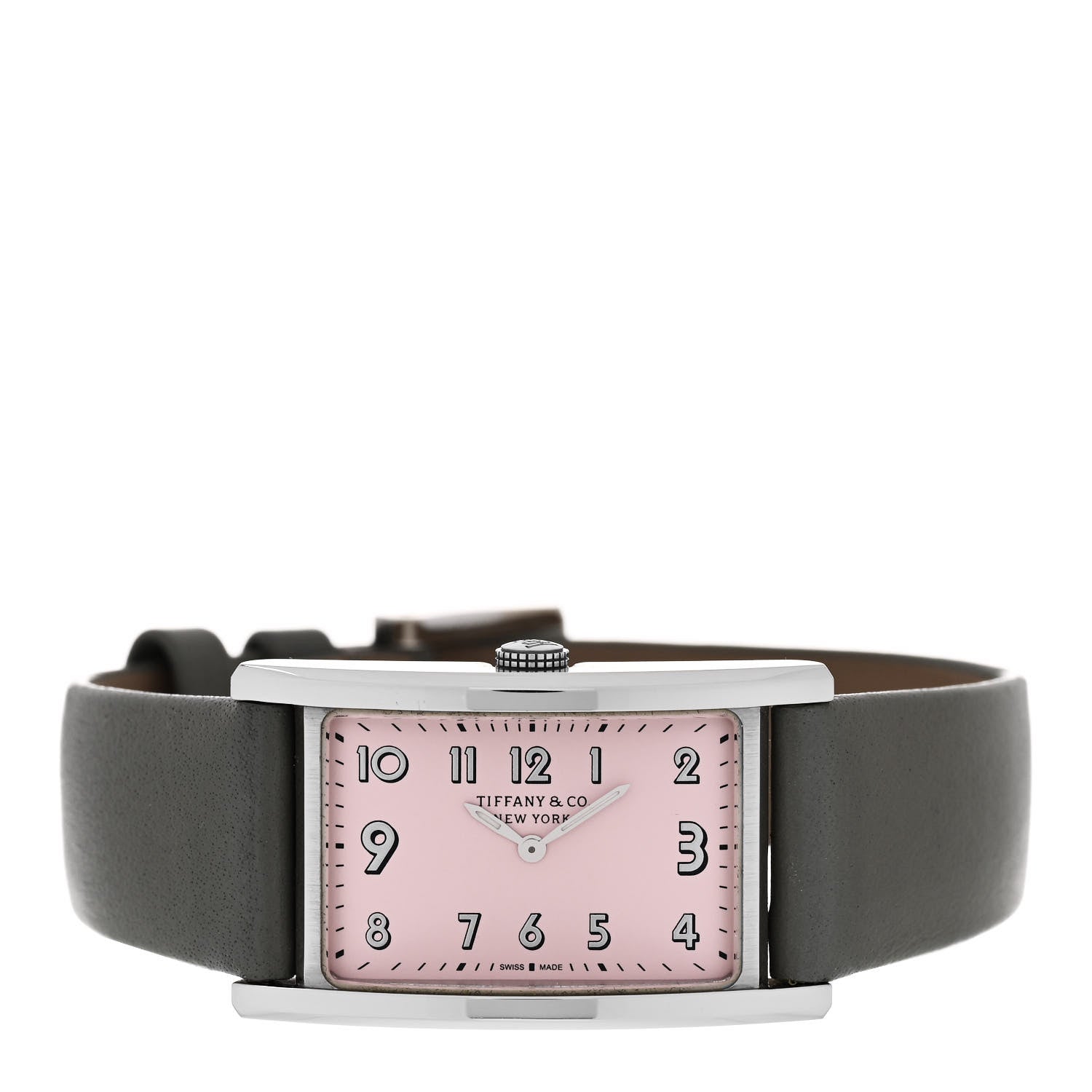 Tiffany Stainless Steel Calfskin 22mm East West Quartz Watch Pink 2 of 5