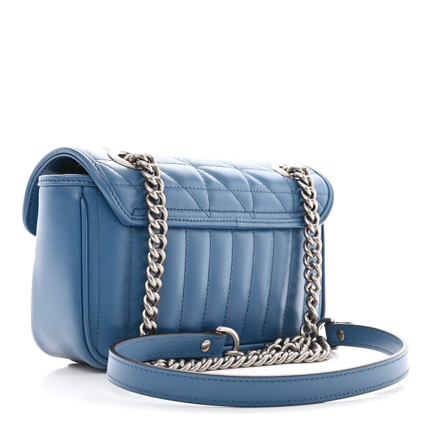 Calfskin Matelasse Aria Mini GG Marmont Shoulder Bag Clear Blue
