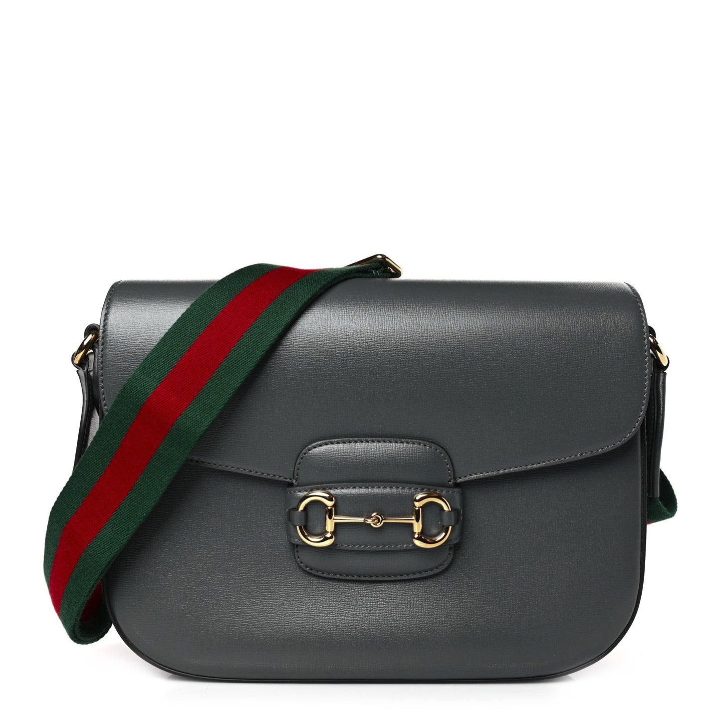 Azalea Calfskin Web Horsebit 1955 Shoulder Bag Graphite Grey