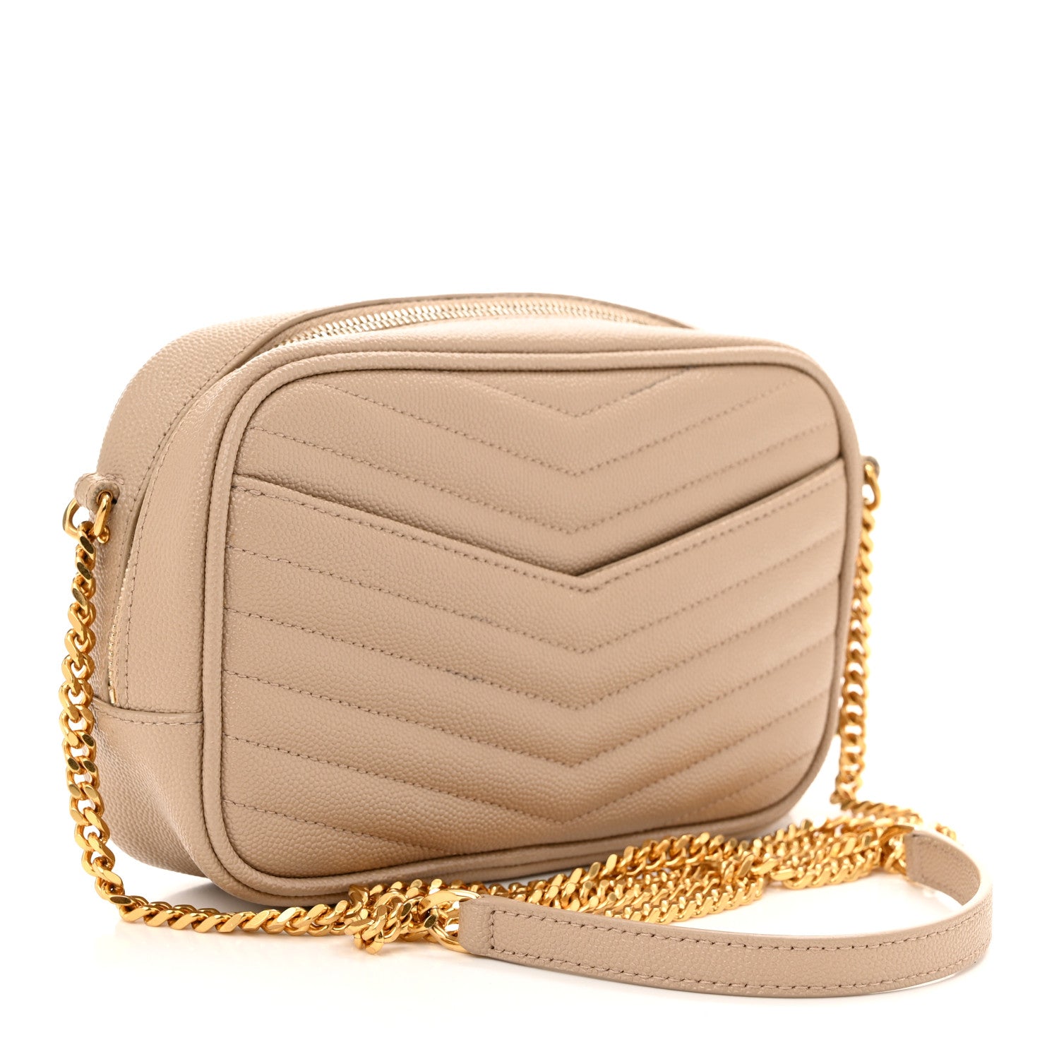Saint Laurent Grain De Poudre Matelasse Monogram Mini Lou Camera Bag Dark Beige 3 of 11
