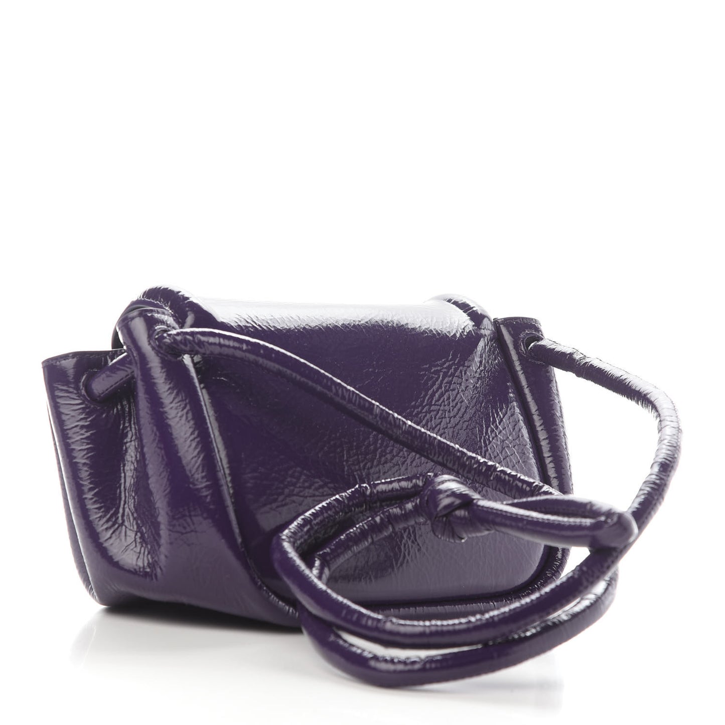 Patent Deerskin Small Beak Triangle Flap Shoulder Bag Raisin