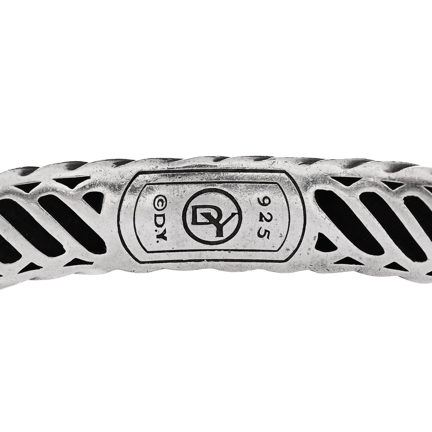 David Yurman Sterling Silver Diamond Black Onyx 10mm Waverly Bracelet 3 of 3
