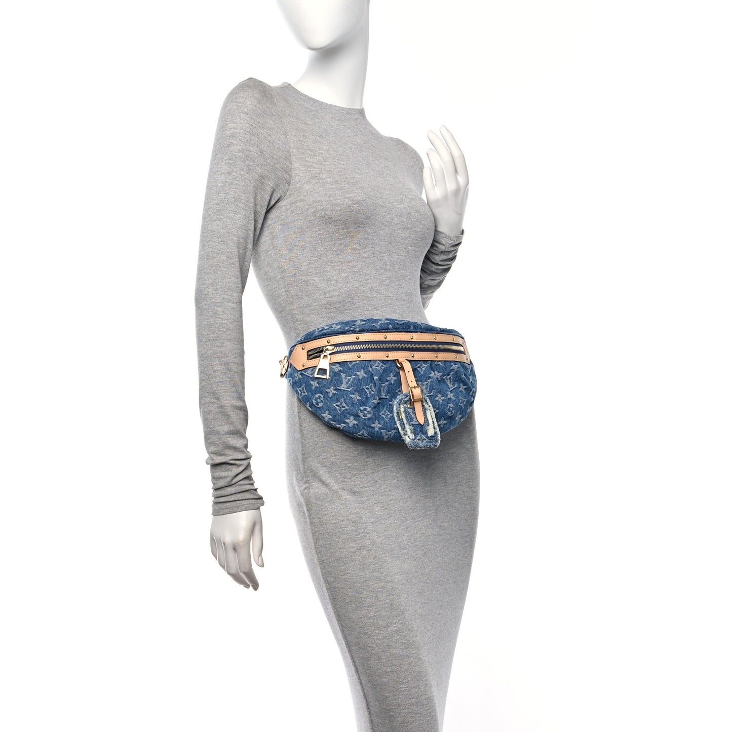 Monogram Denim High Rise Bumbag Blue