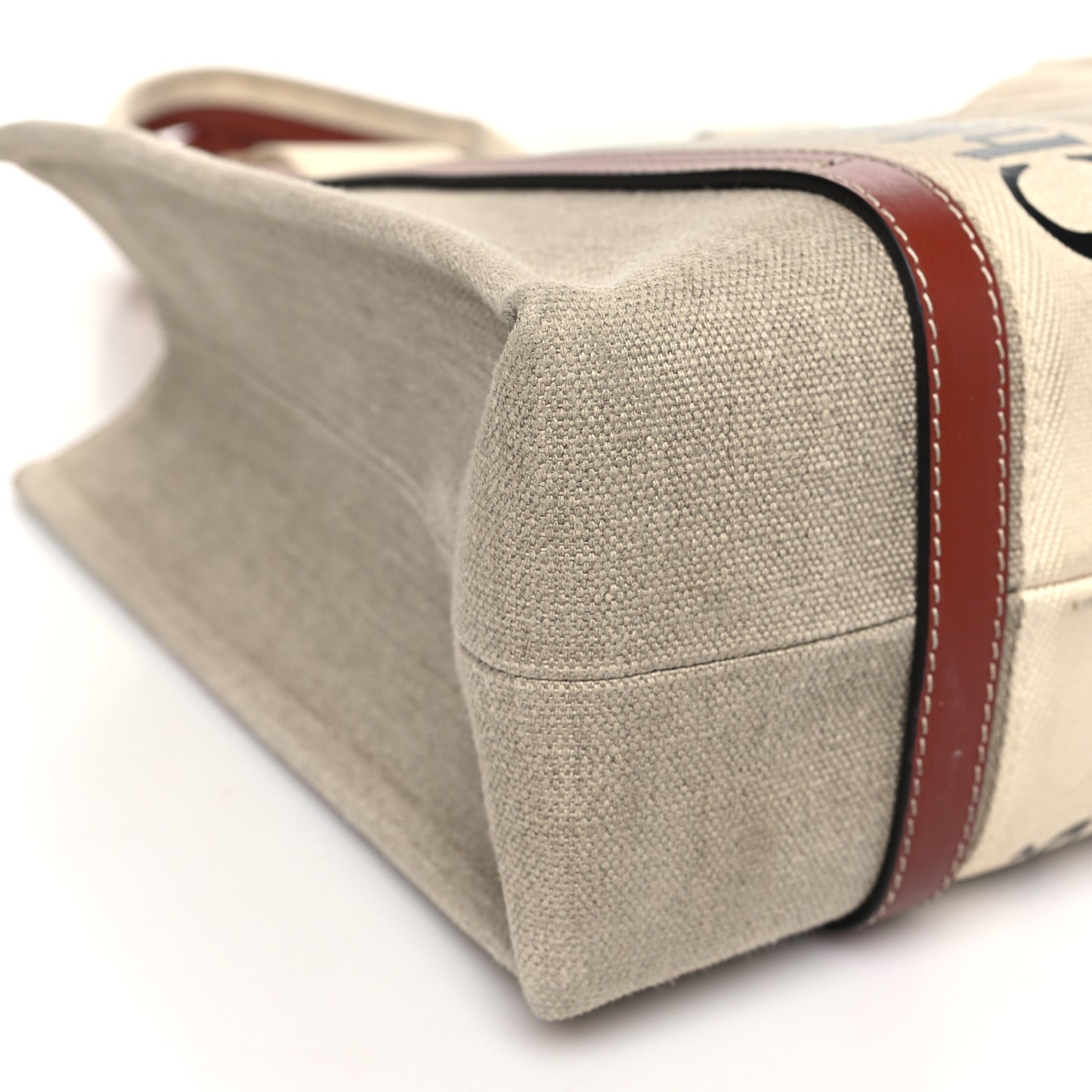 Cotton Calfskin Medium Woody Ribbon Tote White Brown