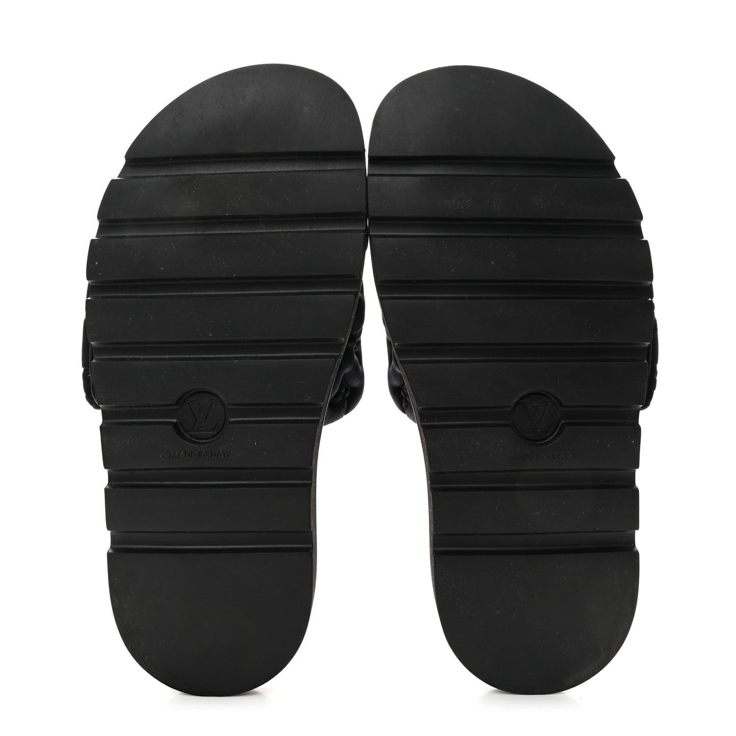 Technical Fabric Embossed Monogram Pool Pillow Comfort Mules 41 Black