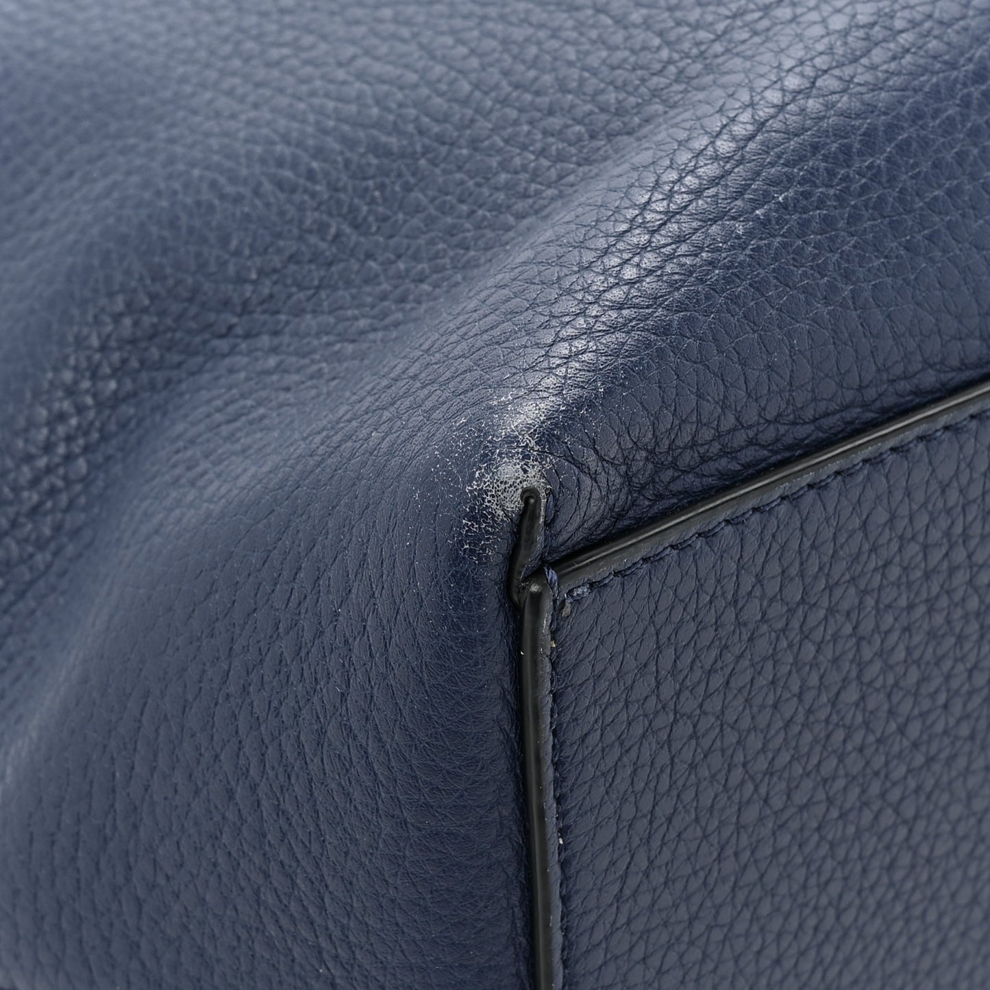 Grained Calfskin Rockstud Shoulder Tote Marine