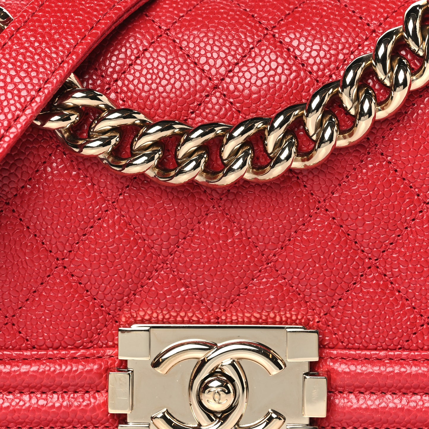 Caviar Quilted Small Boy Flap Red