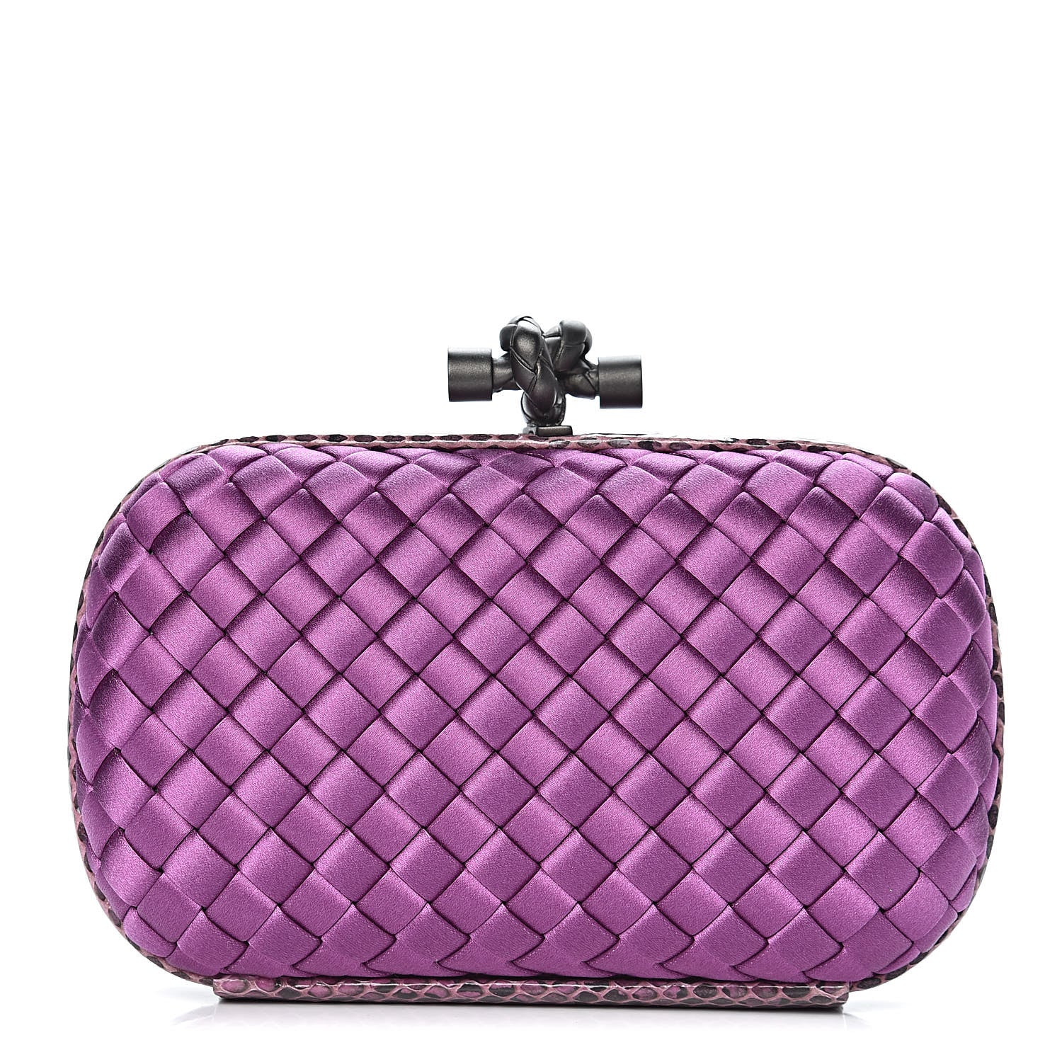 Bottega Veneta Satin Intreccio Impero Ayers Knot Clutch Orchid