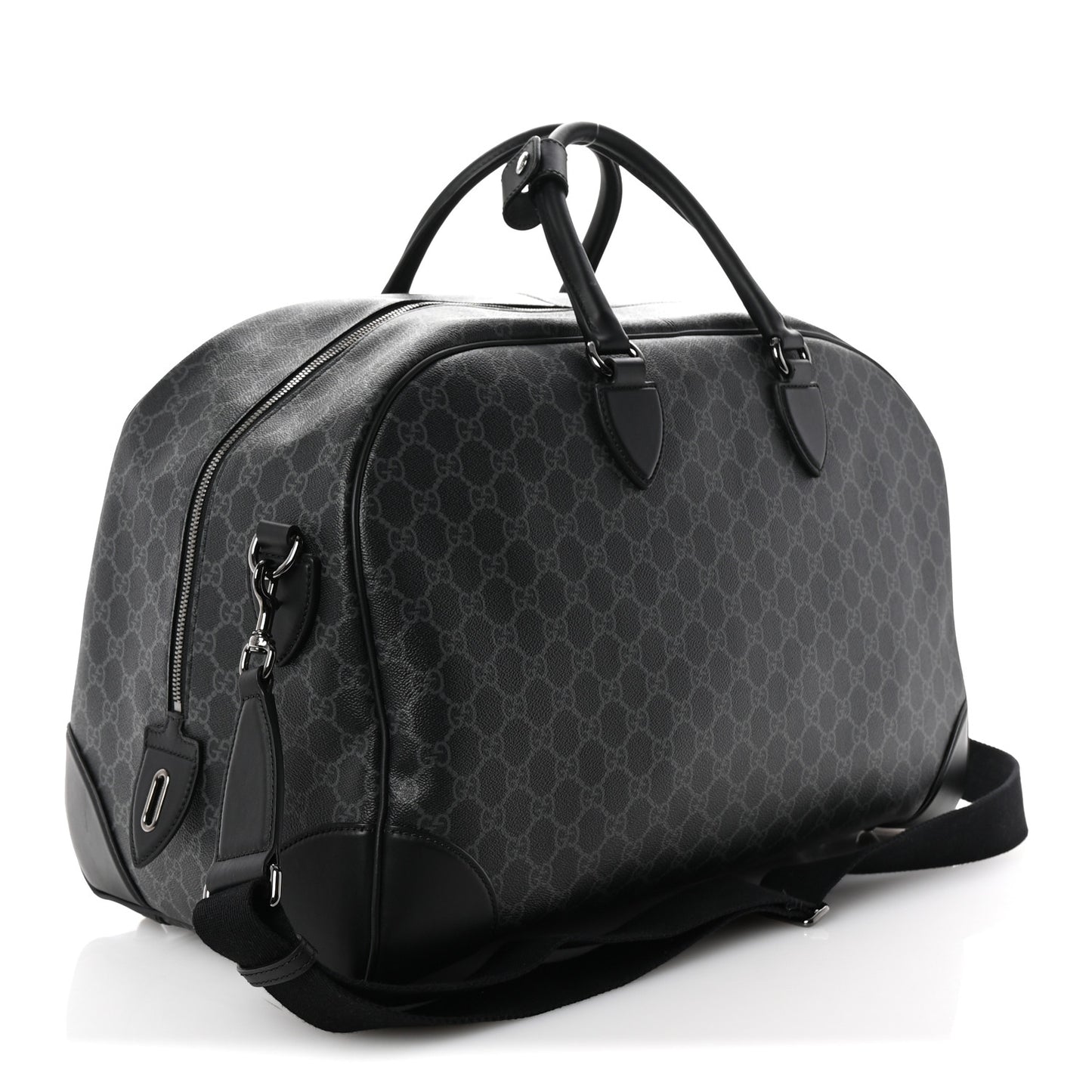 GG Supreme Monogram Calfskin GG Emblem Medium Duffle Bag Black