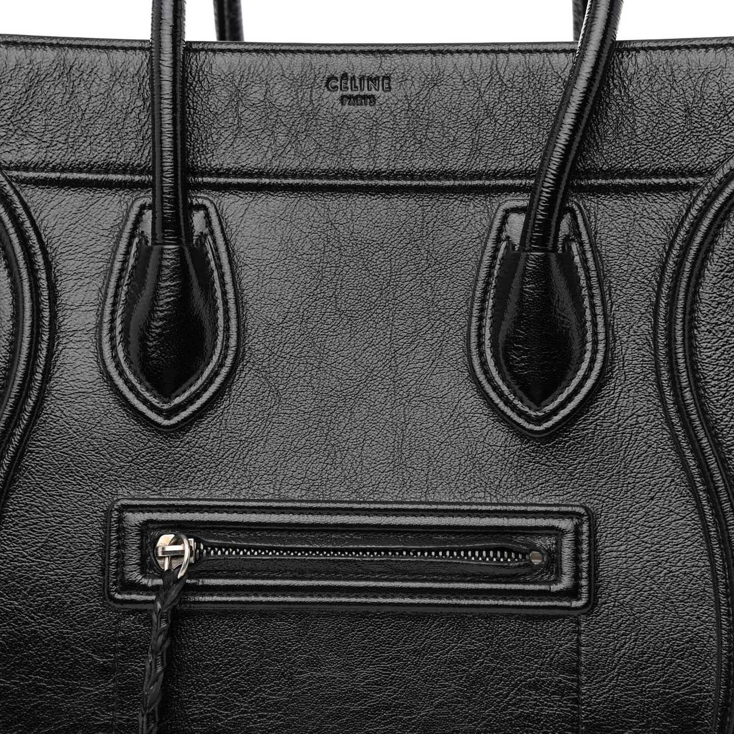 Crinkled Patent Calfskin Medium Phantom Luggage Black