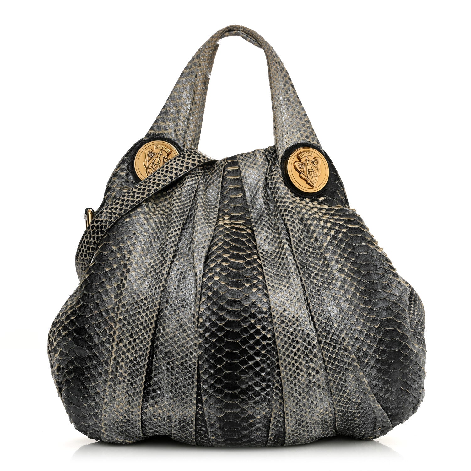 Gucci Snakeskin Medium Hysteria Top Handle Bag Black White 1742376
