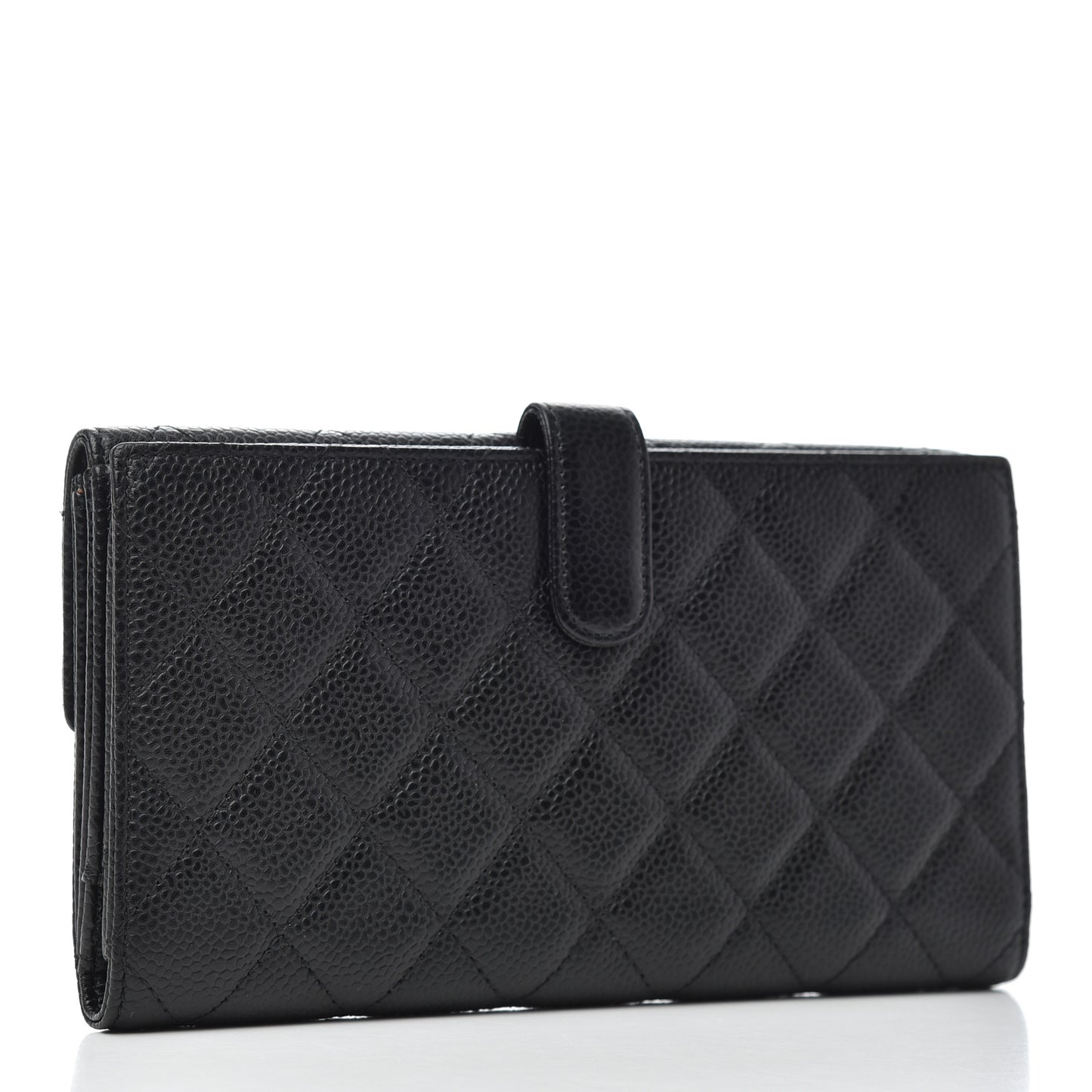 Caviar Quilted CC Long Double Wallet Black