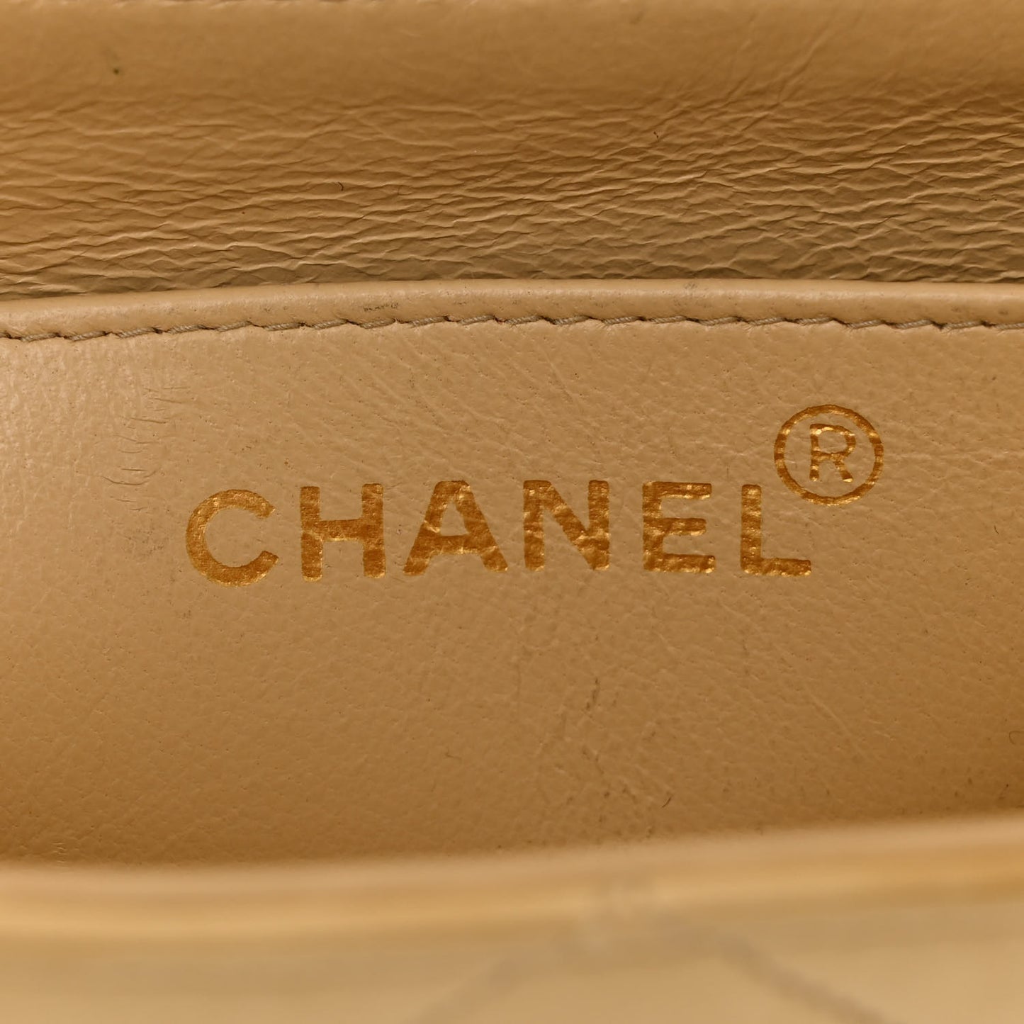 Lambskin Quilted Small Single Flap Beige